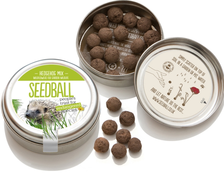 Seedball tin   Hedgehog mix