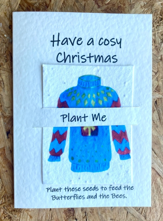 Seeded greetings card Christmas Jumper