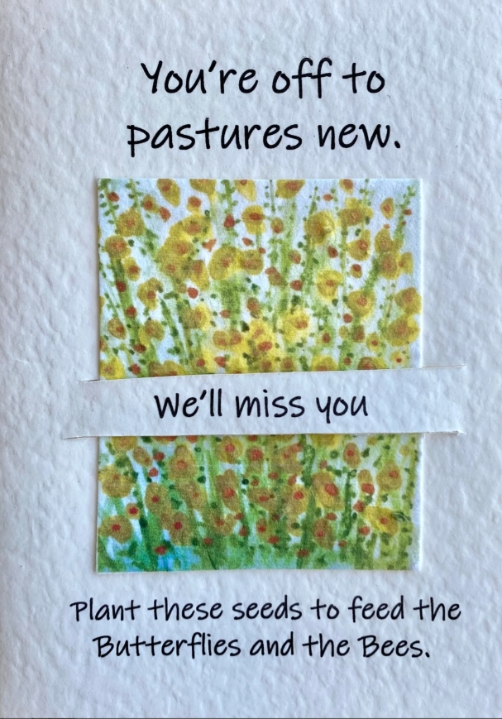 Seeded greetings card Good luck We'll miss you