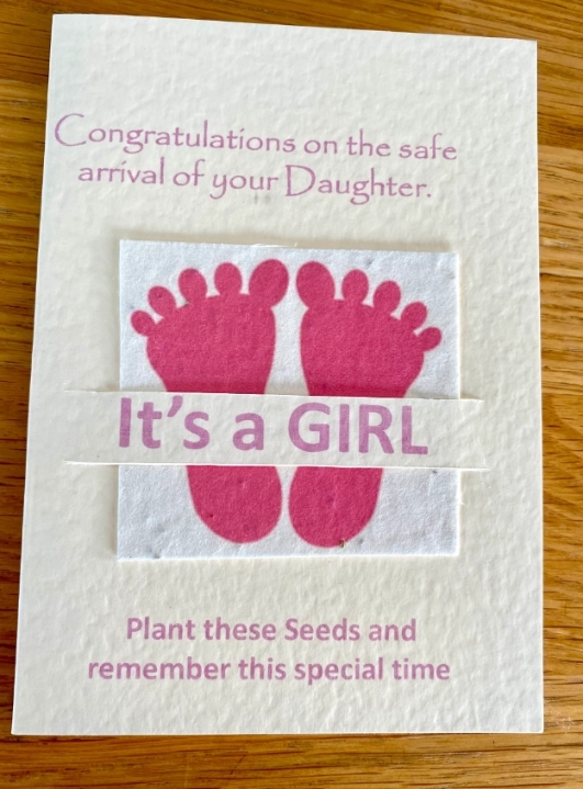 Seeded greetings card Baby girl